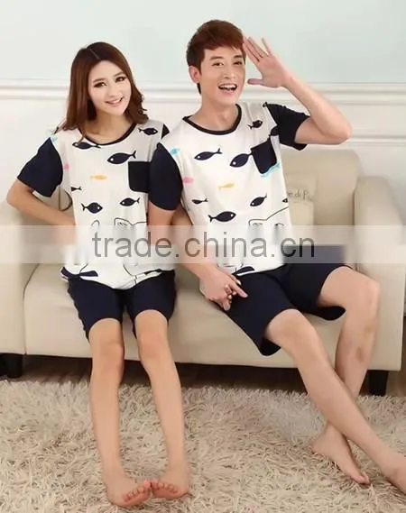 2015 Wholesale Summer Cotton Pajamas Couple photo-2