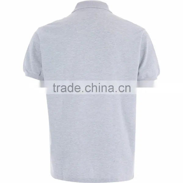 Blank Design Grey Short Sleeve Chest Pocket Pique Polo Shirt Men photo-2
