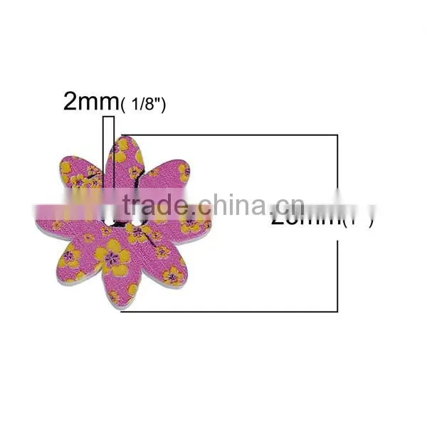 Wood Sewing Buttons Scrapbooking 2 Holes Flower At Random photo-2