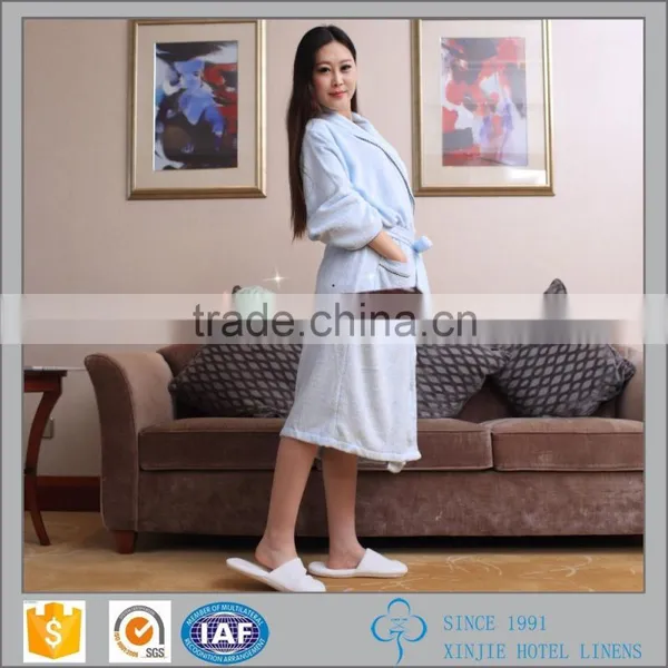 Wholesale 100% cotton shawl collar with solid color bathrobe for hotel use