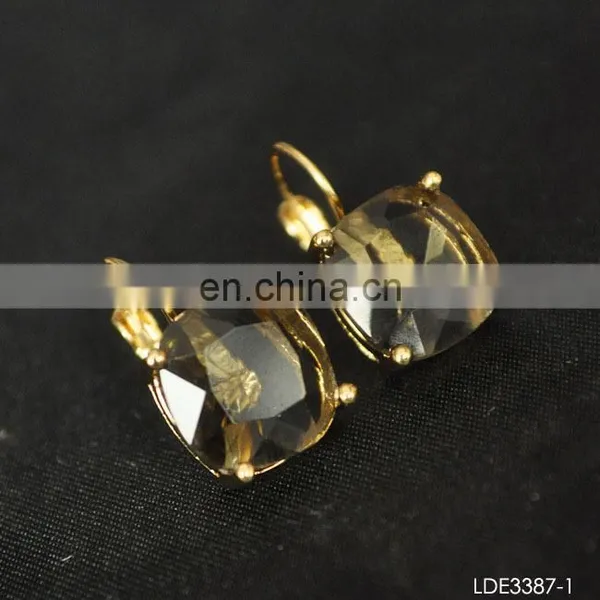 Square Beryl Gold Plated Earrings Finding Clip photo-2