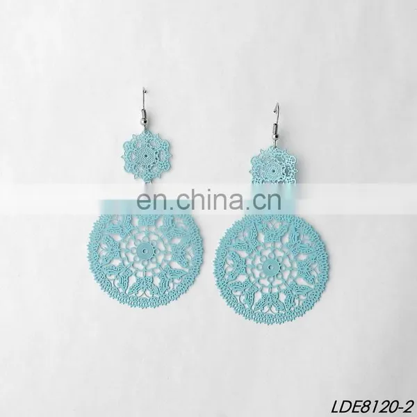 Painting Filigree Earrings Metal Flower Earring photo-2