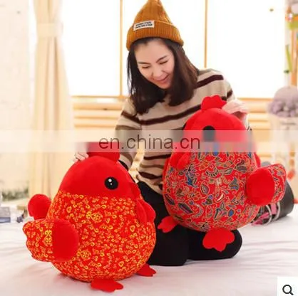 2017 Large Size Festival Cute Red China Factory Plush Chicken Toy