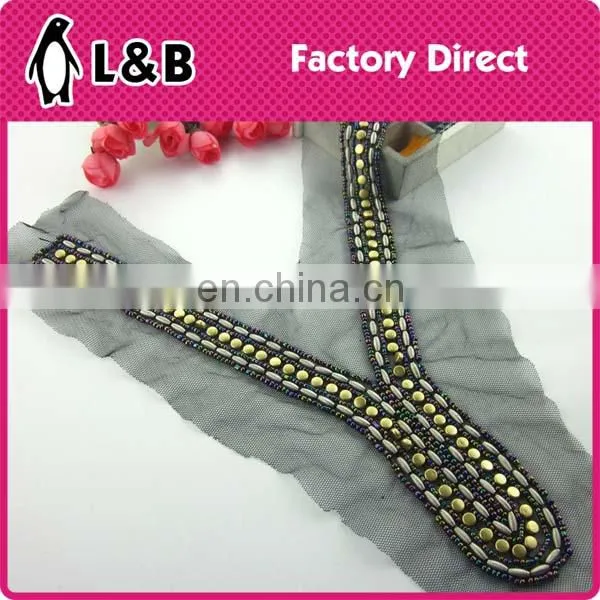 High Quality Hand Made Beaded Fashion V-neck Collar Patterns photo-5