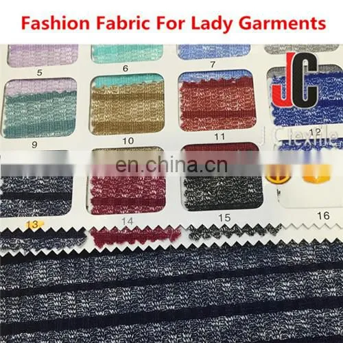 Shaoxing Knit Market T/R Melange Spandex Knit Stripe Elastic Fabric photo-5