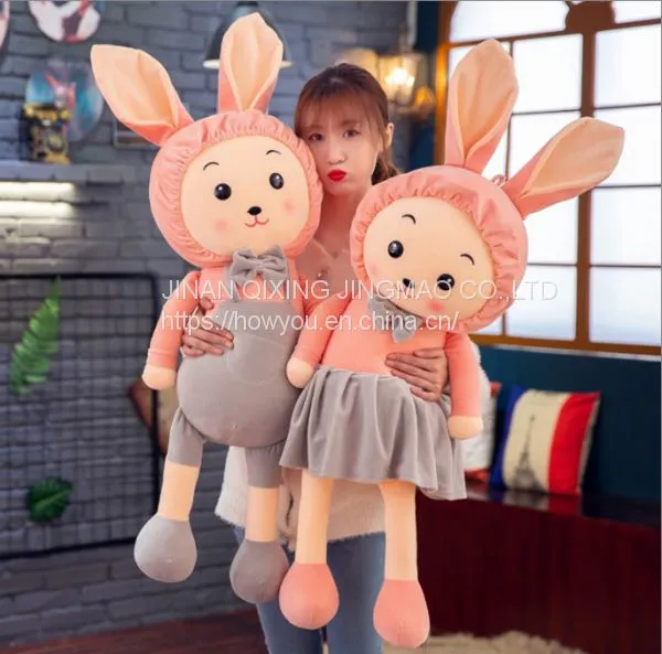 Little White Rabbit Plush Toy Couple Rabbit Cute Bed Doll photo-3