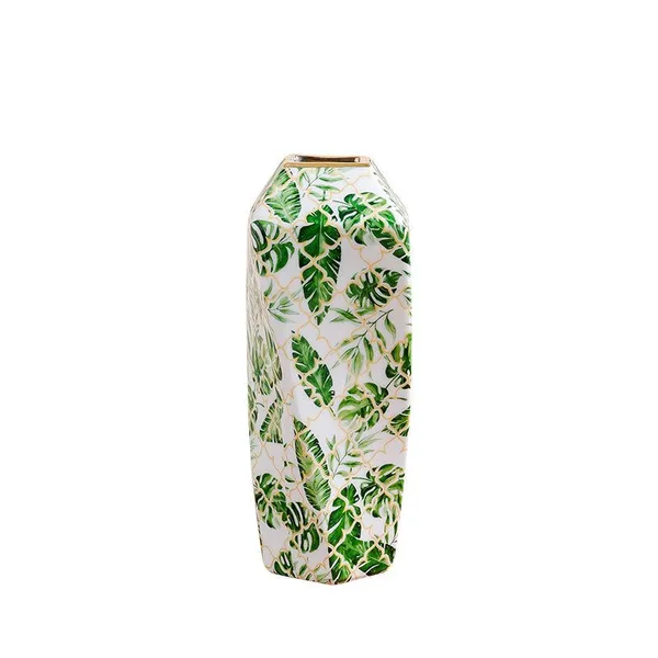 Jingdezhen New Chinese Style Electroplate Fashion Green Ceramic Vase For Coffee Shop photo-5