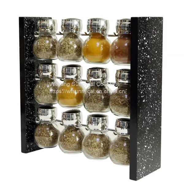 12 Jars MDF Spice Rack Organization Kitchen Ware Spice Rack Set photo-3