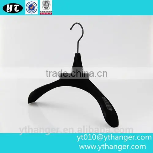 YY0490 Garment Display Black Velvet Hanger Non-slip Fashion Plastic Clothes Hanger photo-2