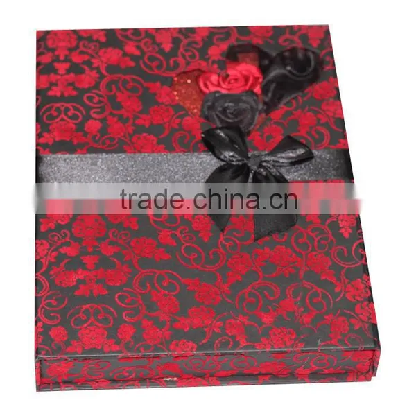 2016 Luxury Black and Red Flocked Wedding Invitation Box
