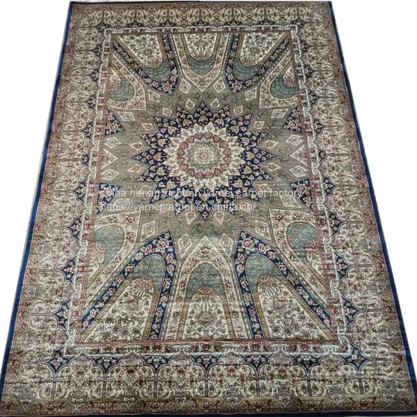 5x8ft Royal Blue Handmade Silk Persian Carpet for Sitting Room and Bedding Room photo-2