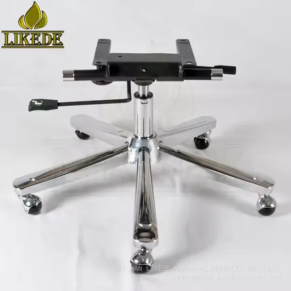 5-Leg Swivel Chair Base Iron Steel Chrome Adjustable Metal Height Office Leisure Outdoor Living Room Workshop Laundry Leg photo-2