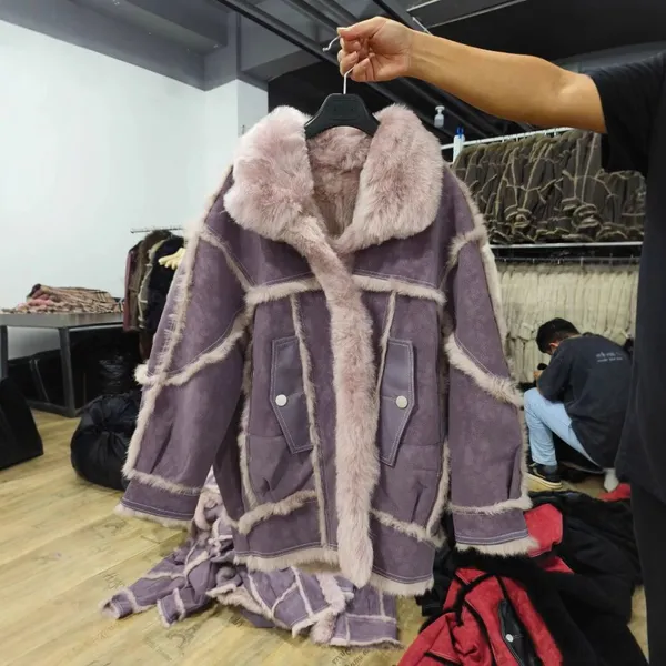 New Imported Rabbit Fur One-piece Coat for Women, Mid-length Winter Korean Version, Loose and Slimming Fur Coat photo-3