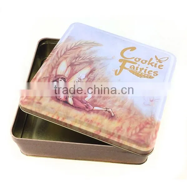 Embossed Cookie Tin Box Square Metal Tins Wholesale photo-3