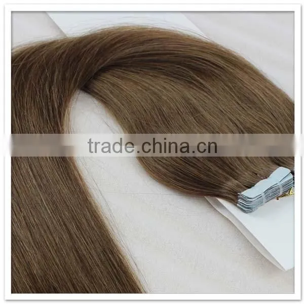 Light Ash Brown Hair Color Teap Tape Hair Extensions photo-3