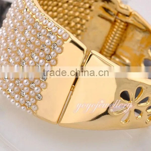 Womens 2015 Jewellery 18k Yellow Gold Plated Pearl Bangle photo-4