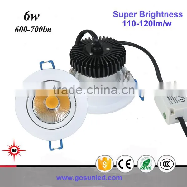 High Power 6w 120lm/w Led Cob Downlights