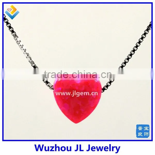 Synthetic Heart Opal Pendant , Synthetic Opal Heart Necklace , Pink Opal Heart Jewelry photo-2