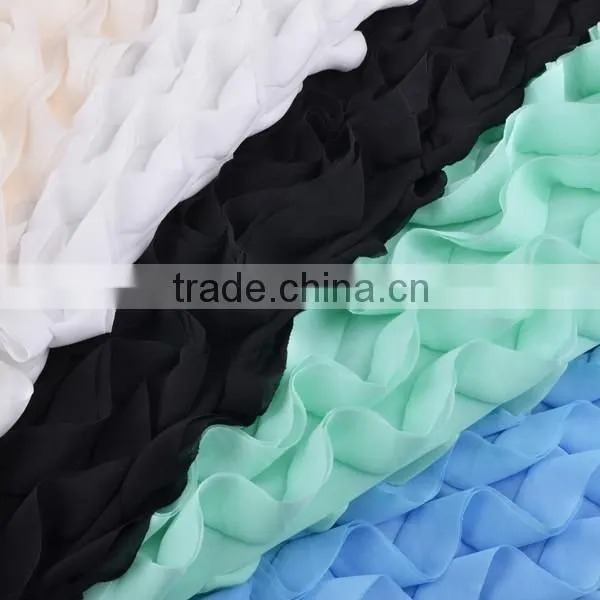 Elegant Shape Ripple Chiffon Lace Embroidery for Girl Dress photo-6