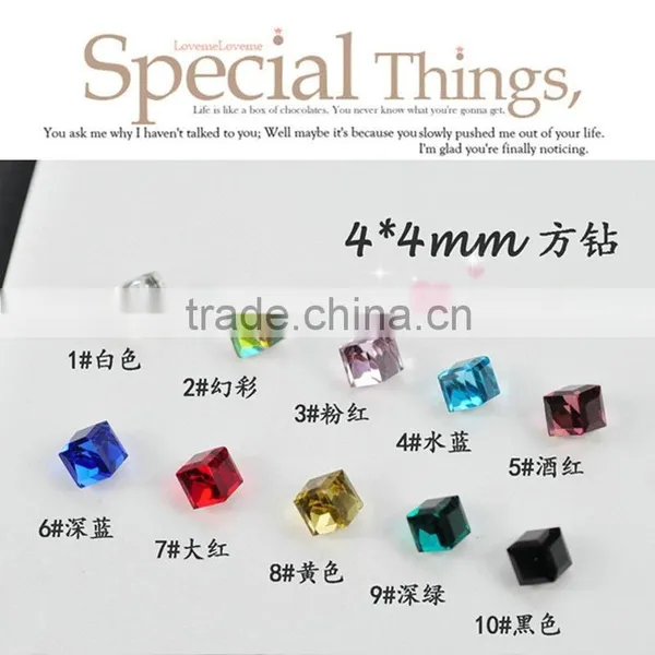4mm Nail Art Square Diamond,3D Geometric Square Diamond,square Diamond ZX:CNS24 photo-3