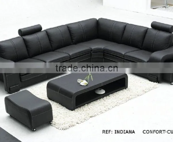 Modern Cow Leather Home Used Black High Quality Modern Sofa AL330-1
