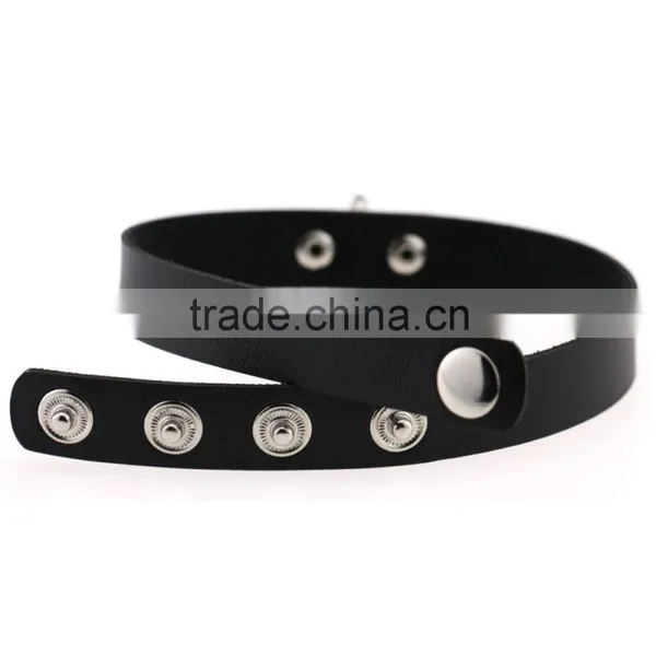 Hot Sale Fashion Sexy Punk Gothic Leather Choker Necklace Round Metal Pendant Buckle Collar Anime Necklaces photo-4
