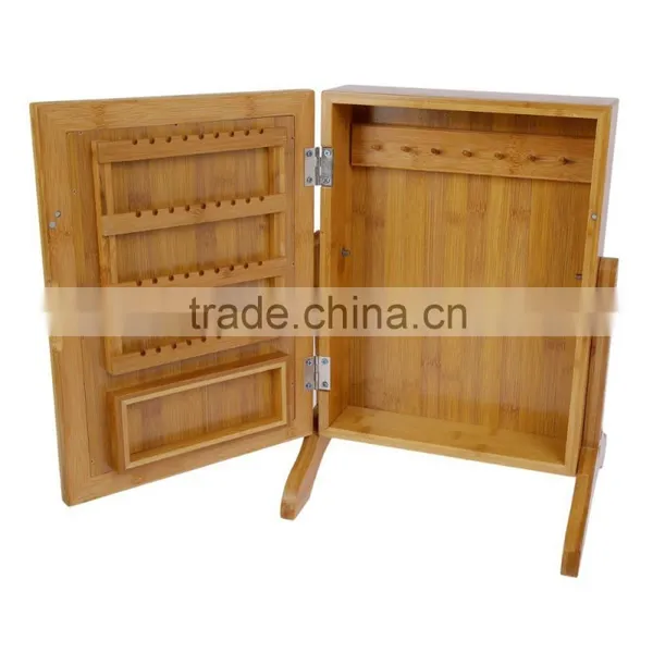 Bamboo Jewelry Box With Mirror,mini Jewelry Cabinet photo-2