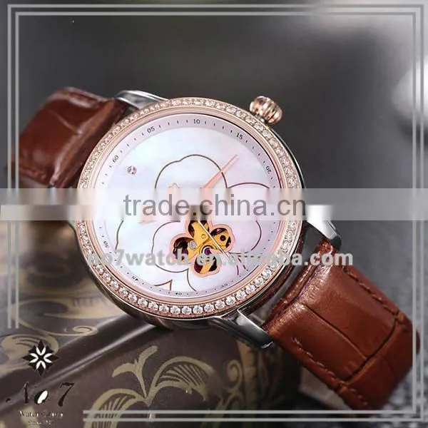 3-hand Transparent Back Ladies Flower Mechanical Watch photo-4