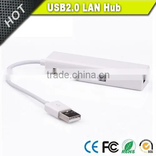Vision Premium White 3ports USB2.0 Lan Hub Adapter