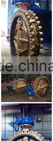 Al-bronze Line-type Soft Seated Rubber Lined DN400 Worm Gear Operated EPDM Seat Center Butterfly Valve photo-5
