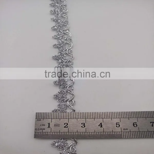 Elegant Vintage Passmenterie Lampshade Ribbon Sewing Craft Silver Lurex Lace Trim photo-2