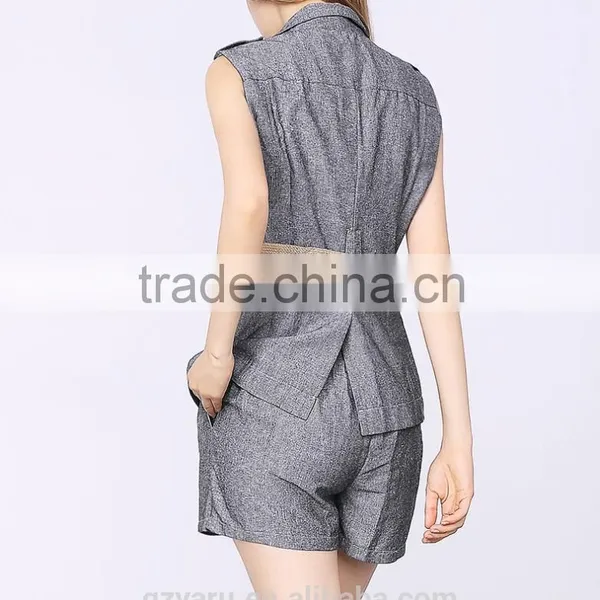 Fashion Lady Formal Suit Twinset Sleeveless Women Blazer photo-5