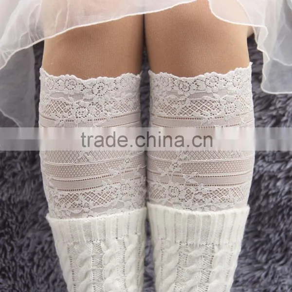 Fashion Crochet Knitted Leg Warmers Boot Cover Lace Trim Legging Sock photo-4