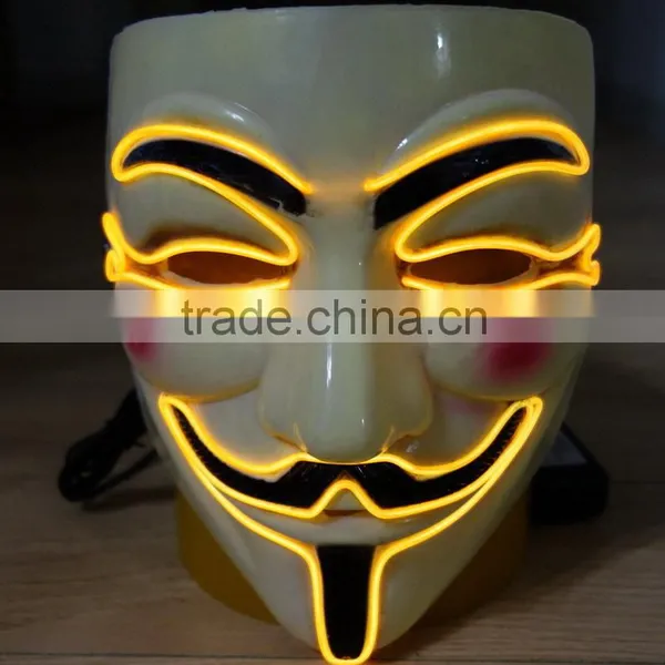 V for Vendetta el Wire Mask / EL Wire Halloween Mask / EL WIRE Masquerade Face Mask photo-6