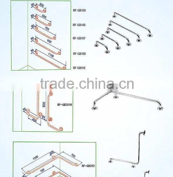 ISO&SAMPLE Accepted,304 Stainless Steel Wall Mounted Grab Bar for Bathroom/toilet photo-6