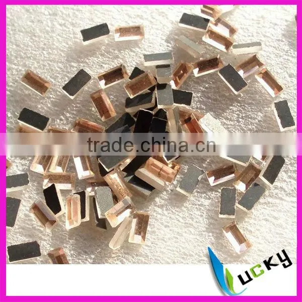 Glass Mirror Flat Back Crystal Rectangle Shape 2.5x5 mm Light Peach