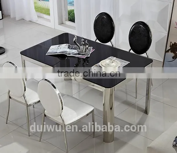 Modern Metal Dining Room Rectangular Tables Strong 201 Stainless Steel Base photo-6