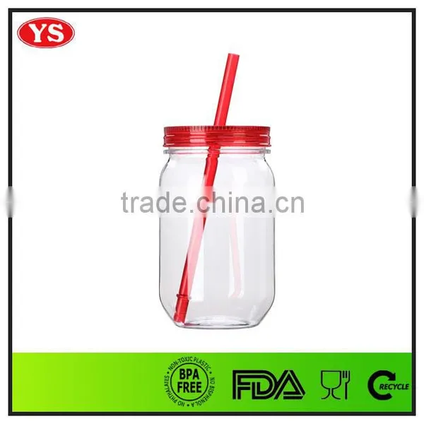 Bpa Free 540ml Customized Plastic Jar Tumbler With Straw photo-6
