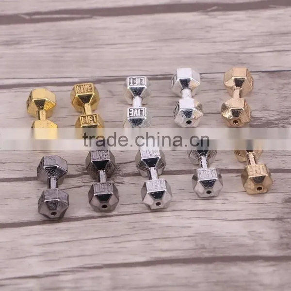 Barbell Dumbbell Spacer Beads Charms With Fit Live Fit Diy Dumbbell Fitness Bracelets Jewelry Handmade Making photo-2