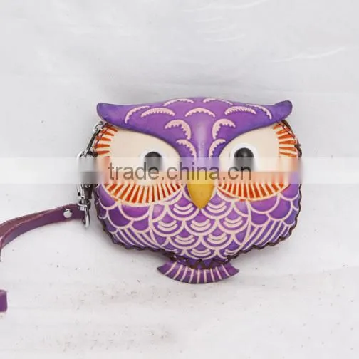 Handmade Leather Large Owl Coin Purse photo-4