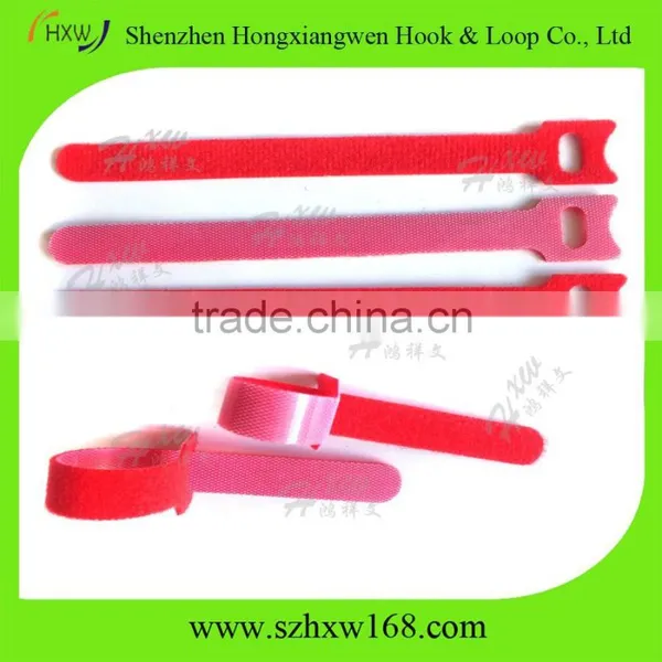 Custom Hook and Loop Strap Adjustable Cable Ties Red Color photo-3