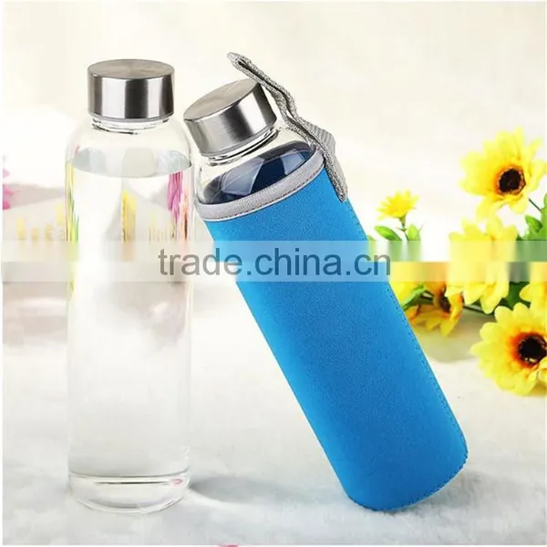 Top Level Quality Stylish Environmental Borosilicate Glass Water Bottle With Colorful Sleeve 280ml/360ml/550ml photo-4