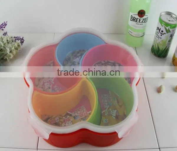 5 Compartments Plastic Snack Box Dessert Plate Food and Candy Storage Box photo-3