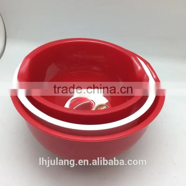 BPA-Free Plastic 3pcs Salad Mixing Bowl Set With Measuring Line photo-5