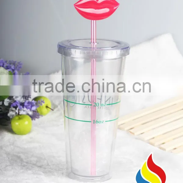 Eco-friendly 16oz Double Wall Clear Plastic Tumbler With Lid For Juice photo-5
