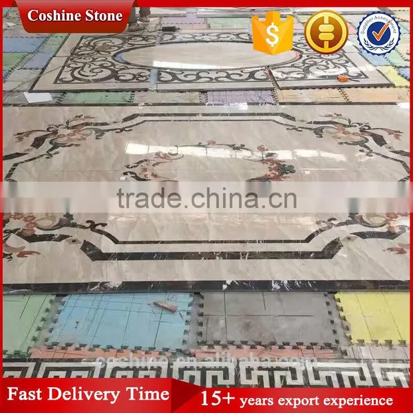 Decoration White Cream Marble Flower Pattern Waterjet Marble Mosaic photo-3