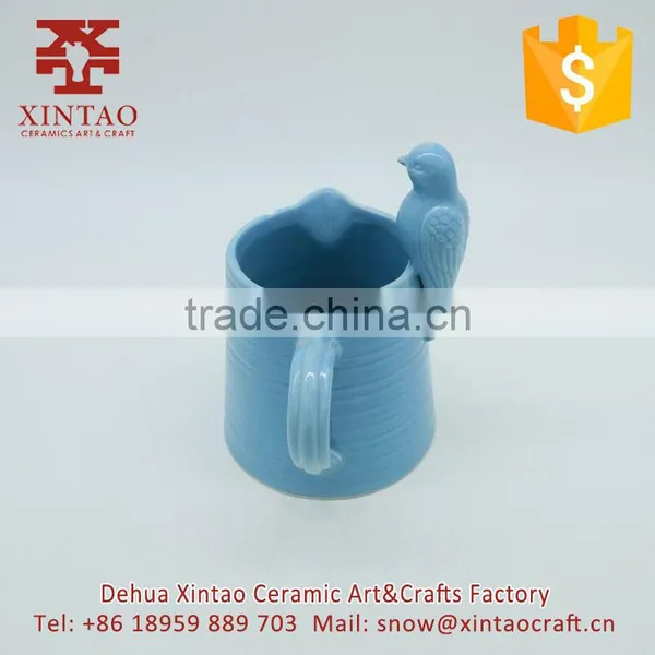 2017 New Design Glazed White Cup With Bird on the Edage photo-3