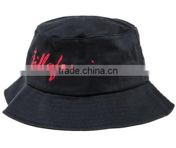 2015 New Design OEM 100% Cotton Black Bucket Hat photo-2