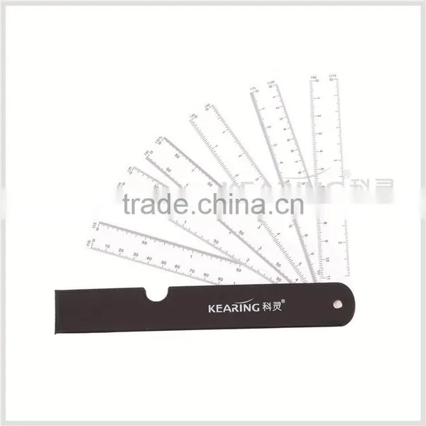 Kearing 6pcs/set Plastic Transplant Not Removable Fan Shape Scale Ruler Inside Leather Sheath For Engineering Measuring# 8500-6 photo-2