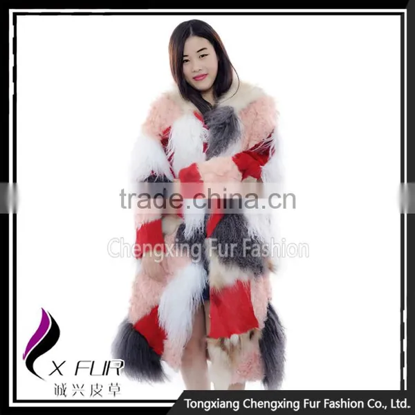 CX-G-A-58 Patchwork Mongolia Tibetan Lamb Fur Winter Fur Coat photo-3